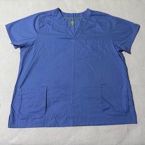 Healing Hands Scrub‎ Top V-Neck Blue Women's Size 2X